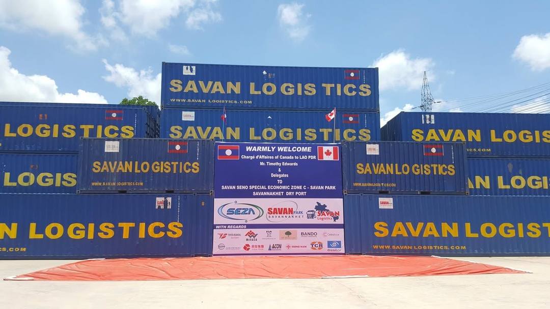The visit to Savan Park and Savannakhet Dry Port by Mr. Timothy Edwards the Canadian Chargé d’Affaires to Lao PDR.